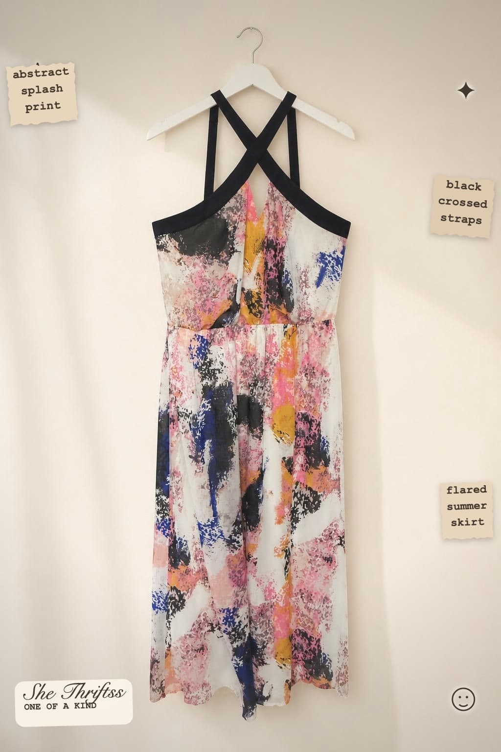 Abstract print halter dress (stretchable)