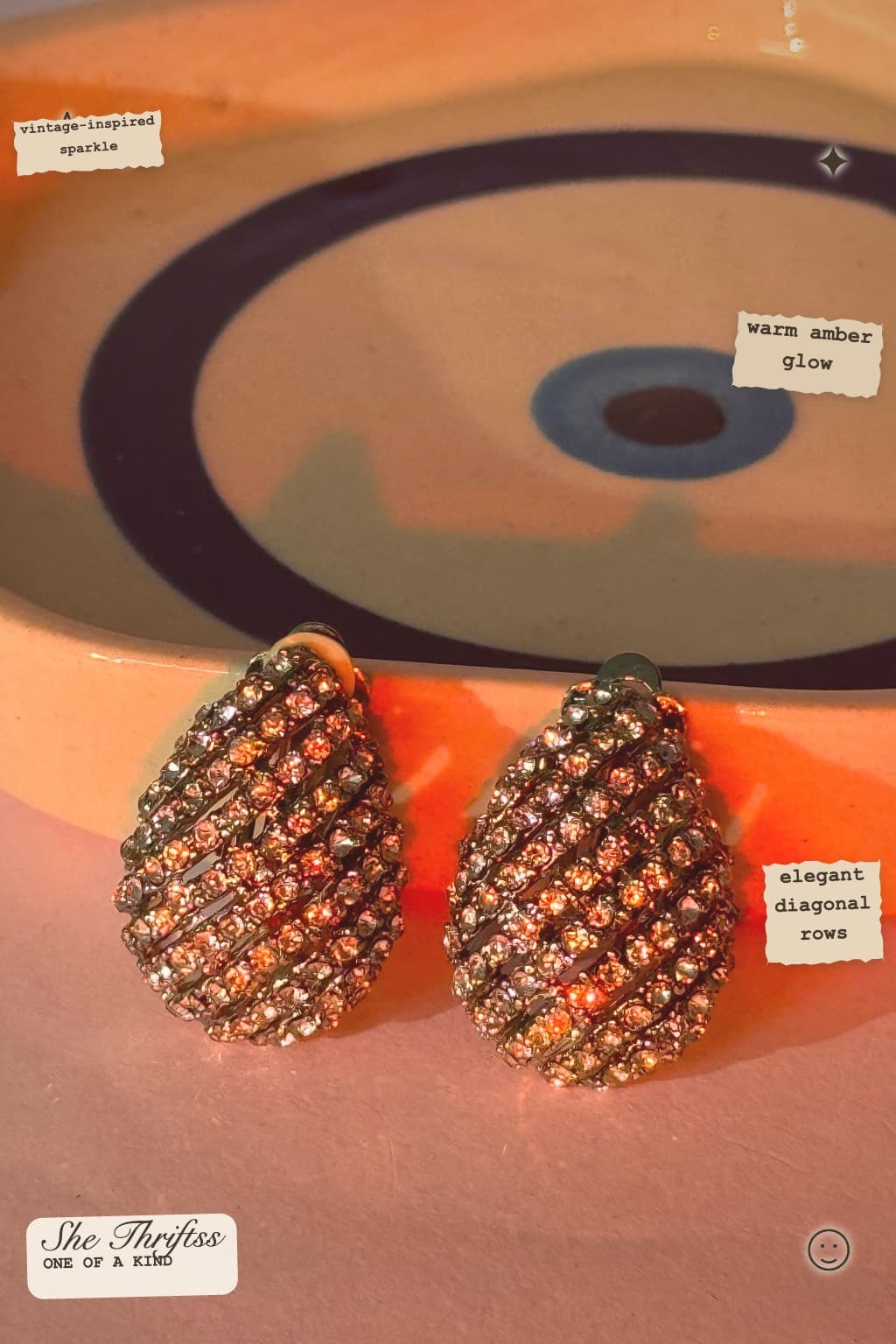 Amber Teardrop Press-on Earrings