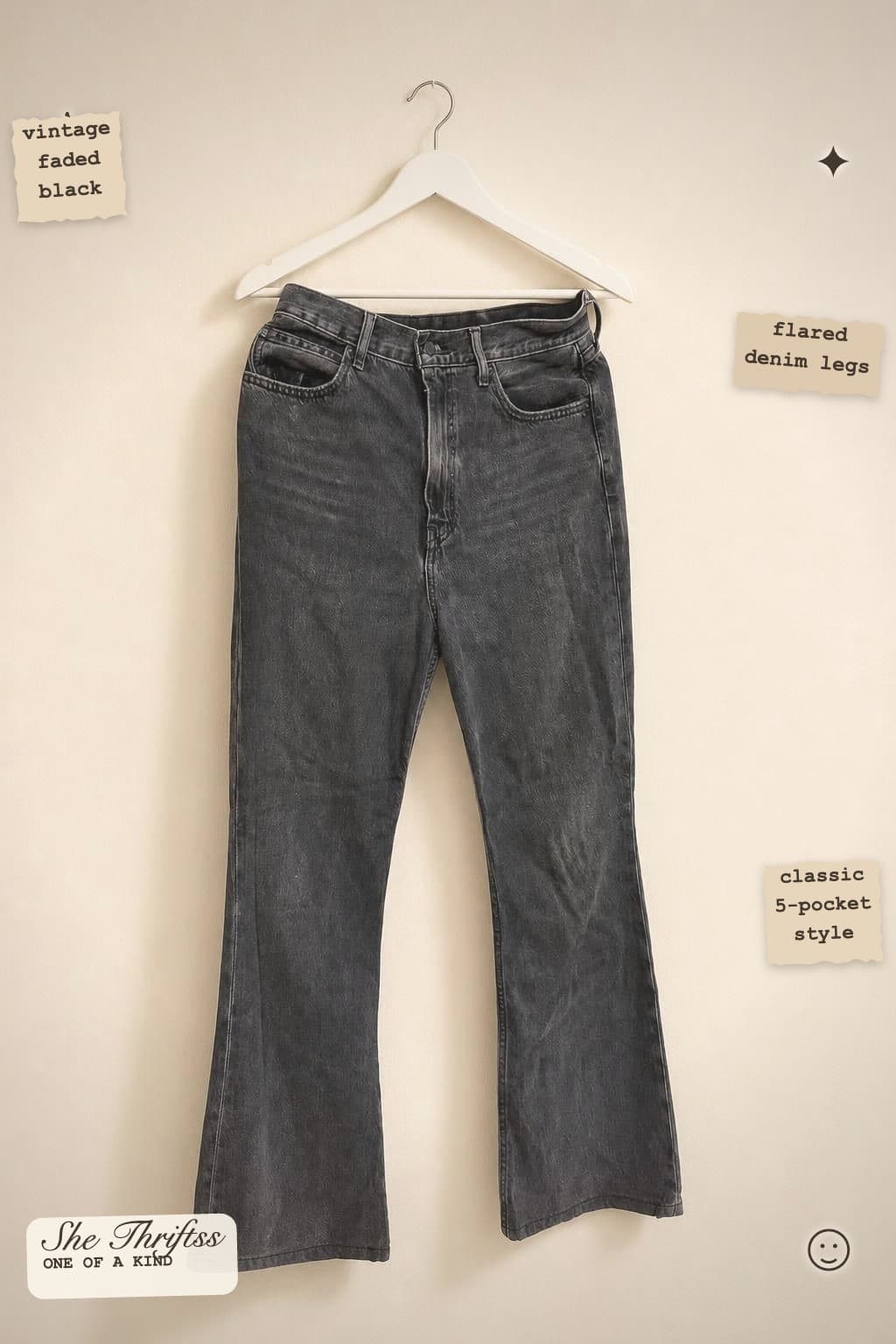 Black faded flare jeans