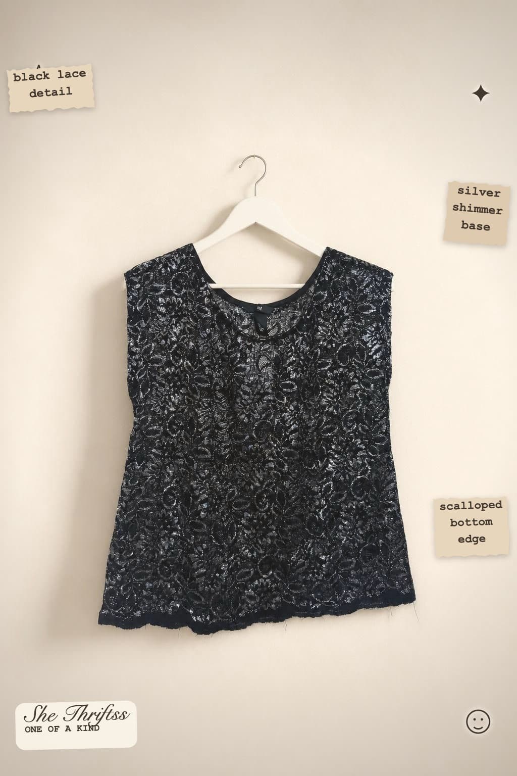 Black lace sleeveless top