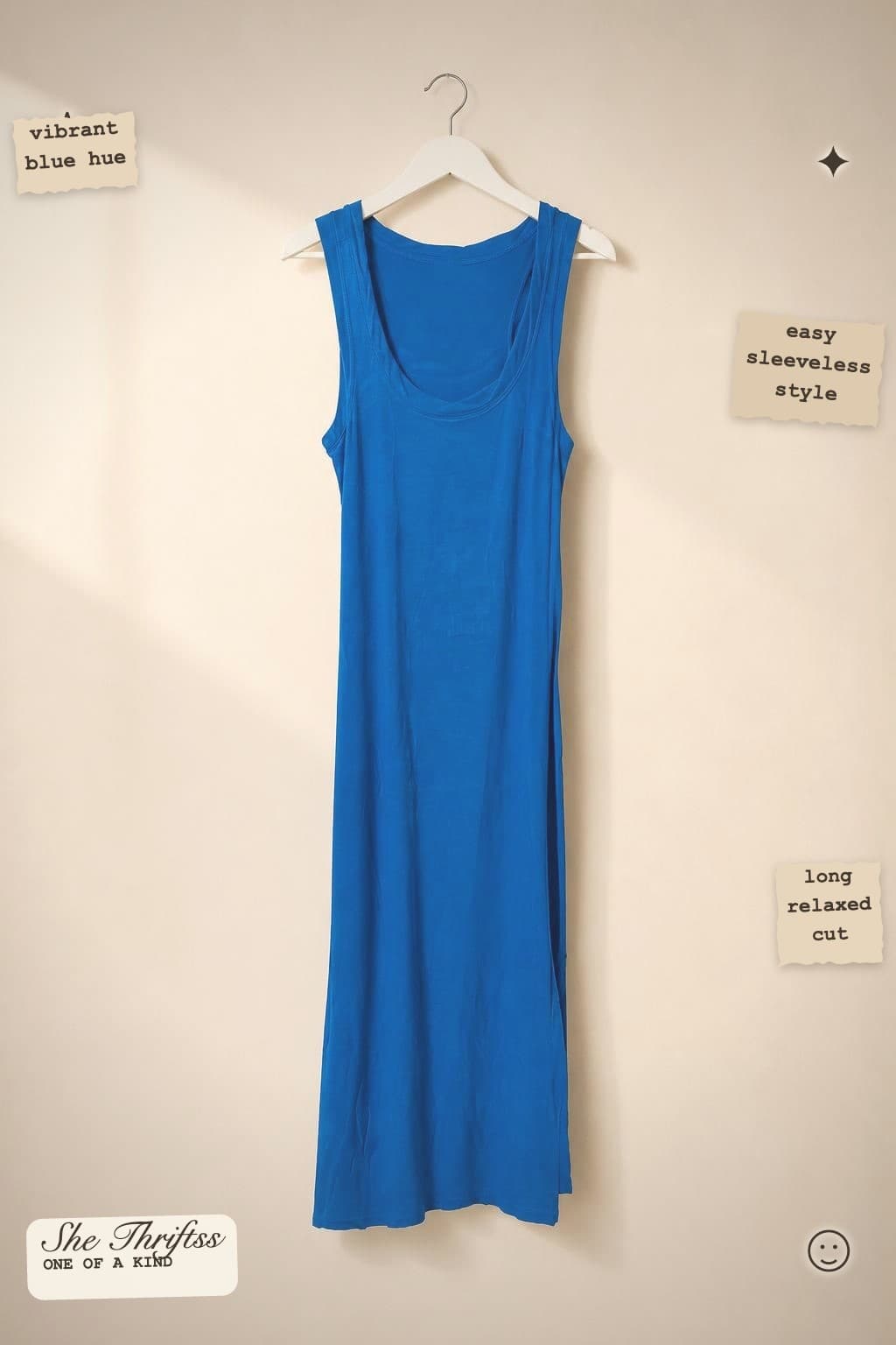 Blue sleeveless maxi dress
