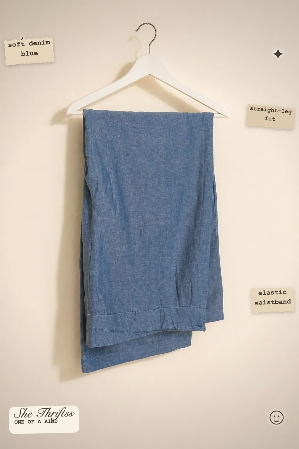 Blue straight-cut trousers