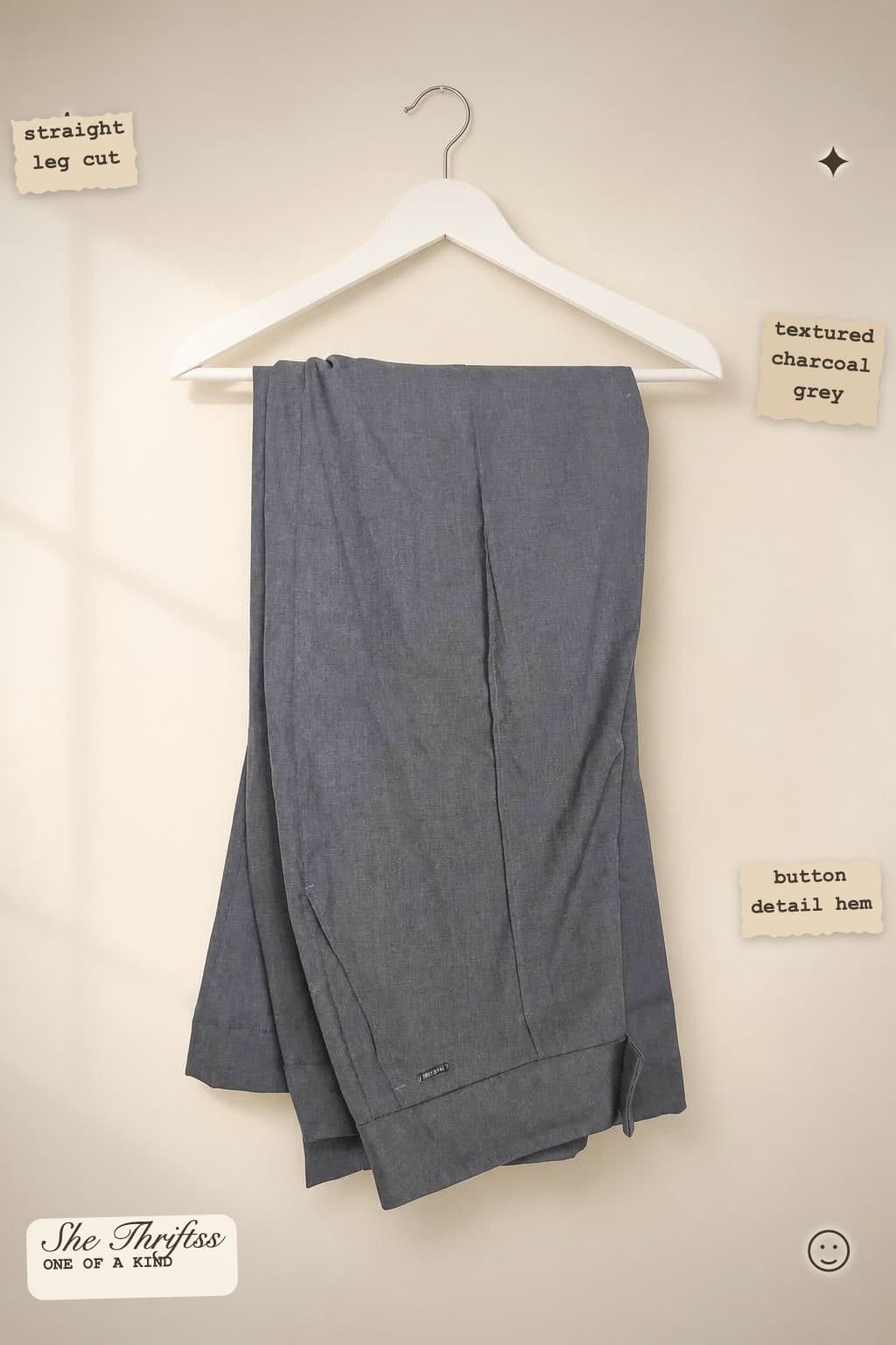 Charcoal straight leg trousers