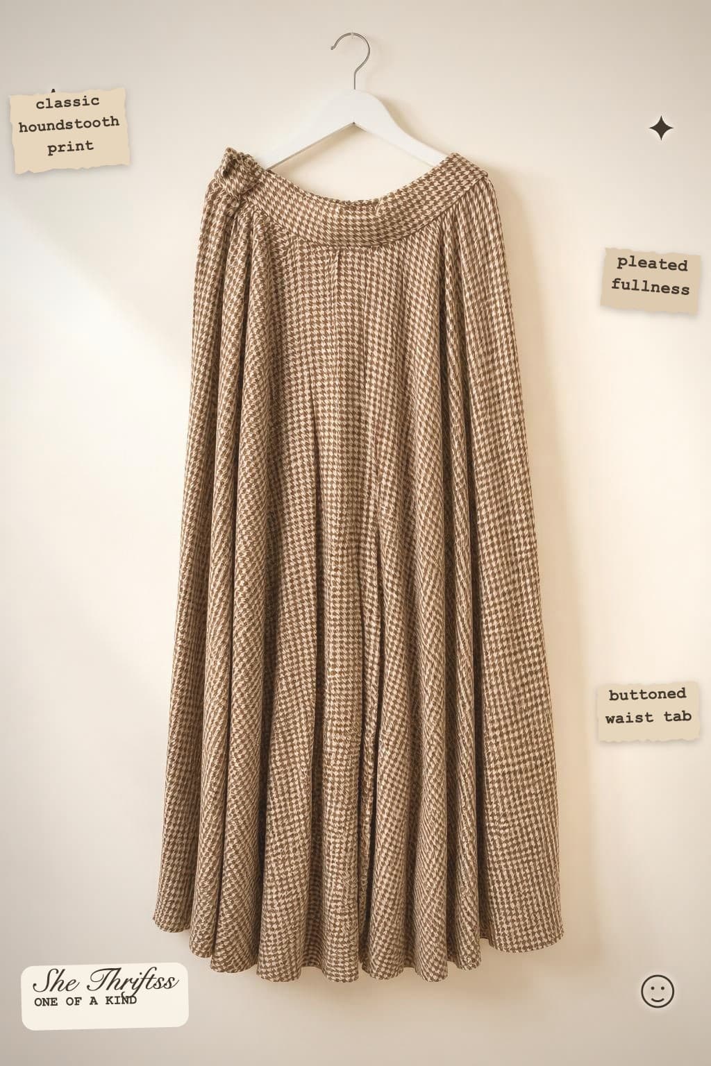 Houndstooth pleated skirt