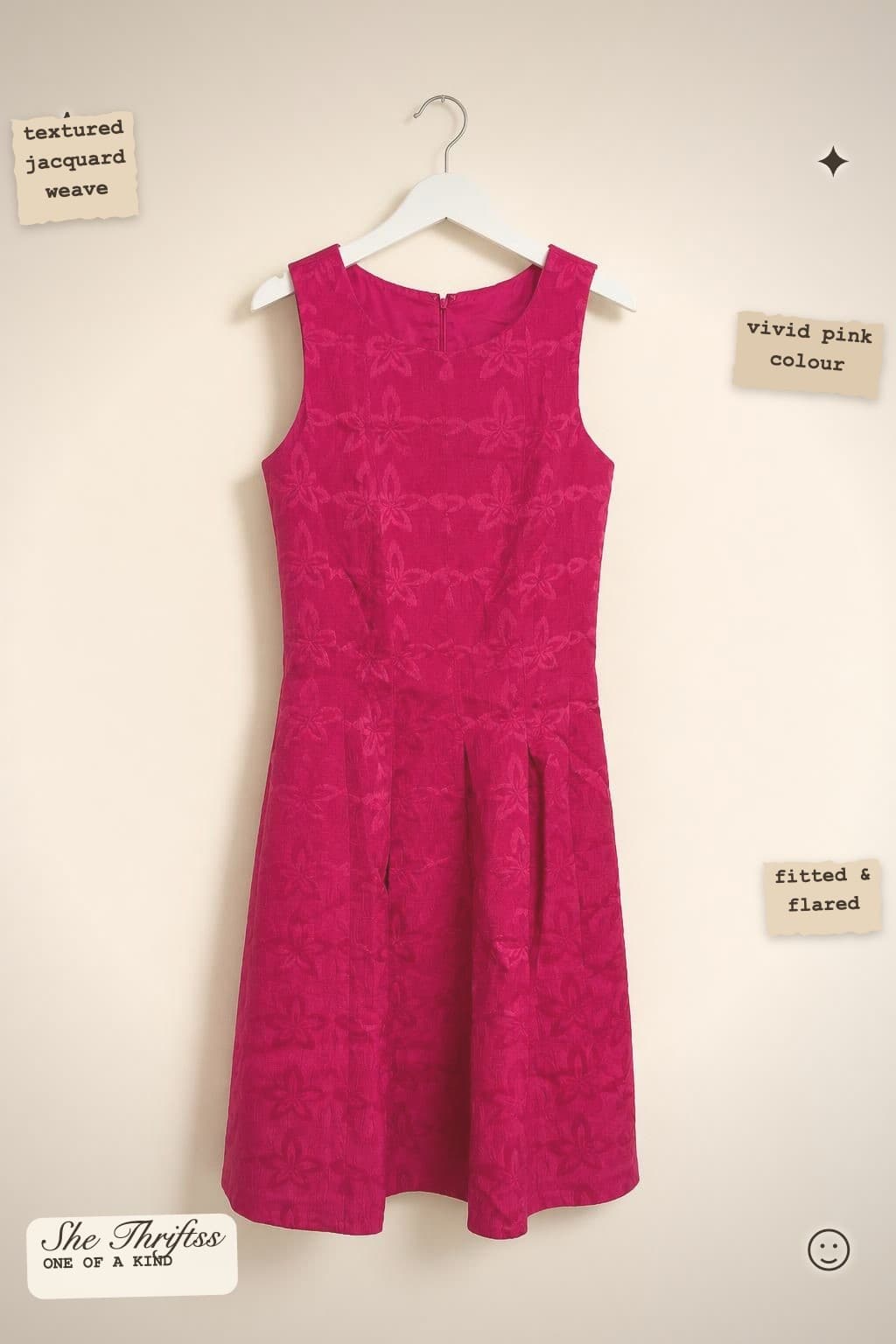 Pink jacquard sleeveless dress
