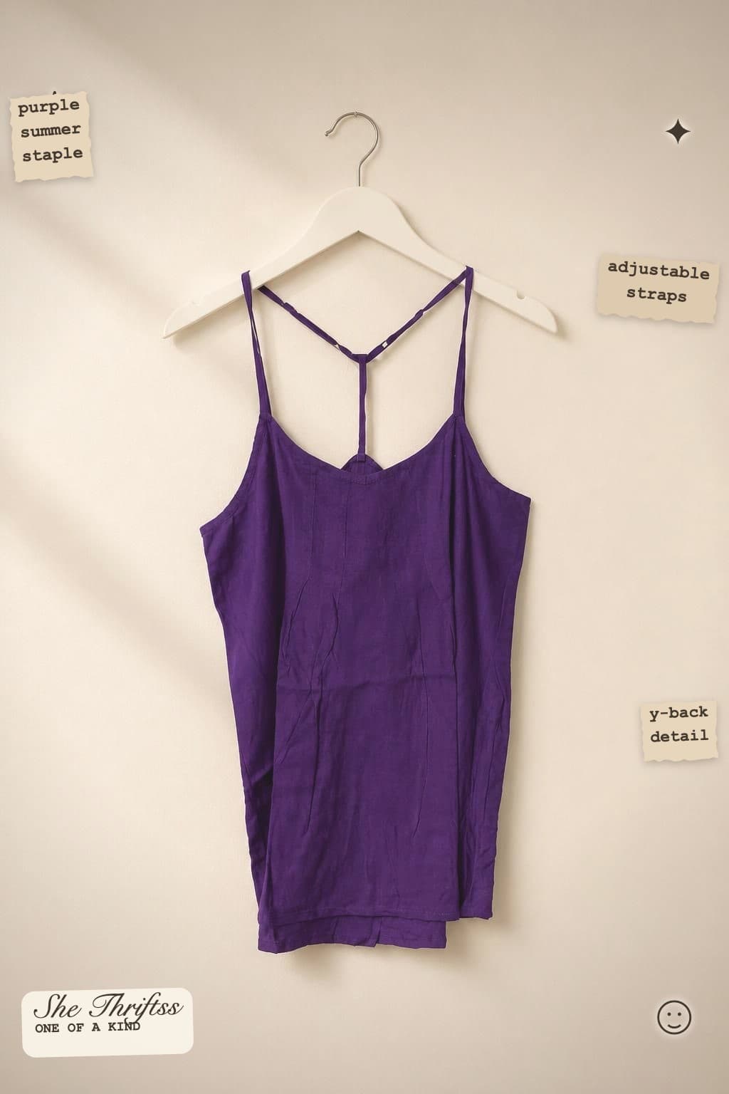 Purple strappy slip top