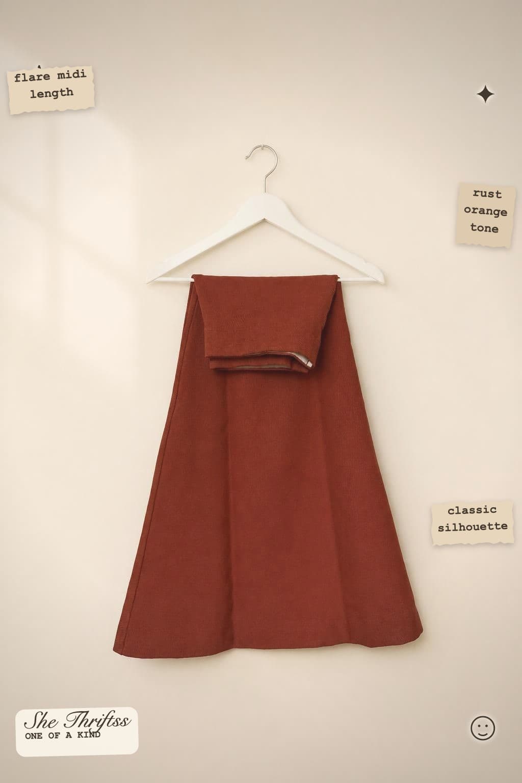 Rust flare midi skirt
