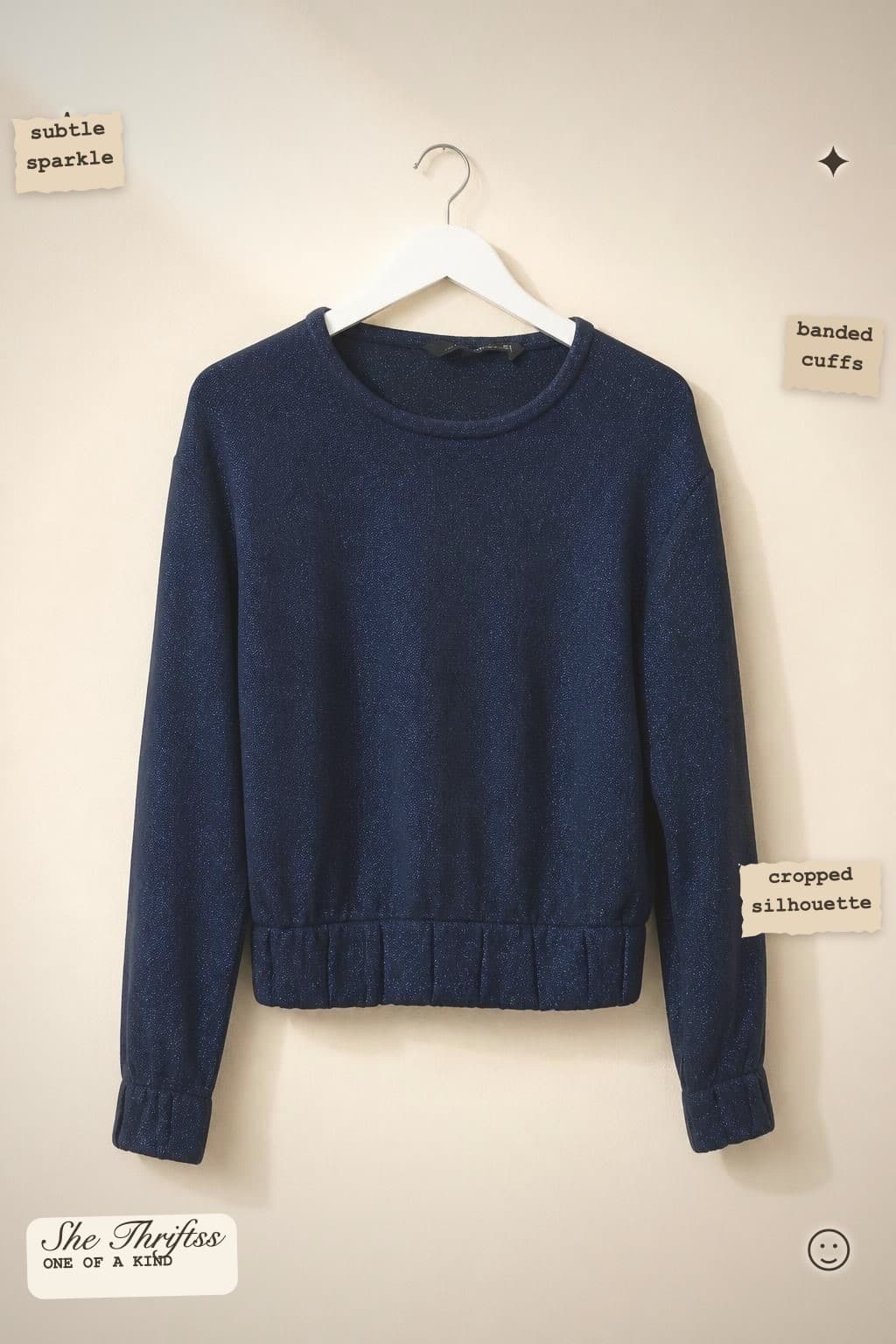Shimmery metallic navy sparkly top