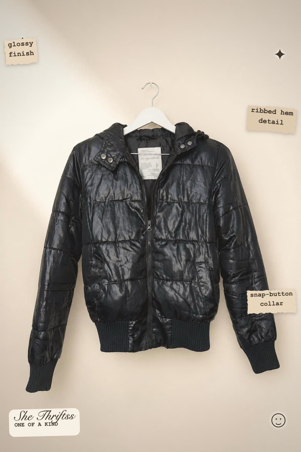 Shiny black puffer jacket