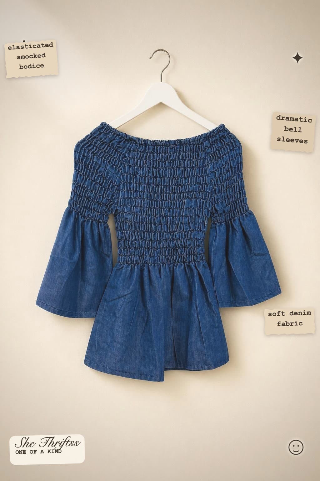 Smocked off-shoulder blouse
