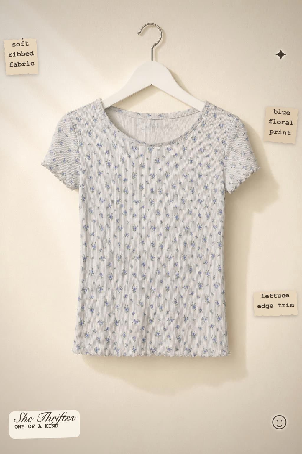 Soft ribbed floral tee