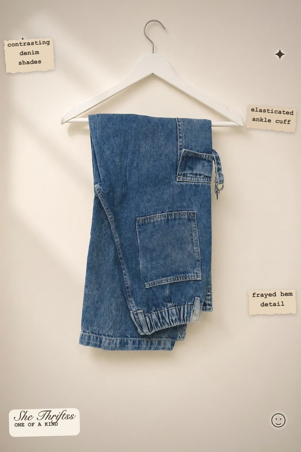 Two-tone denim joggers
