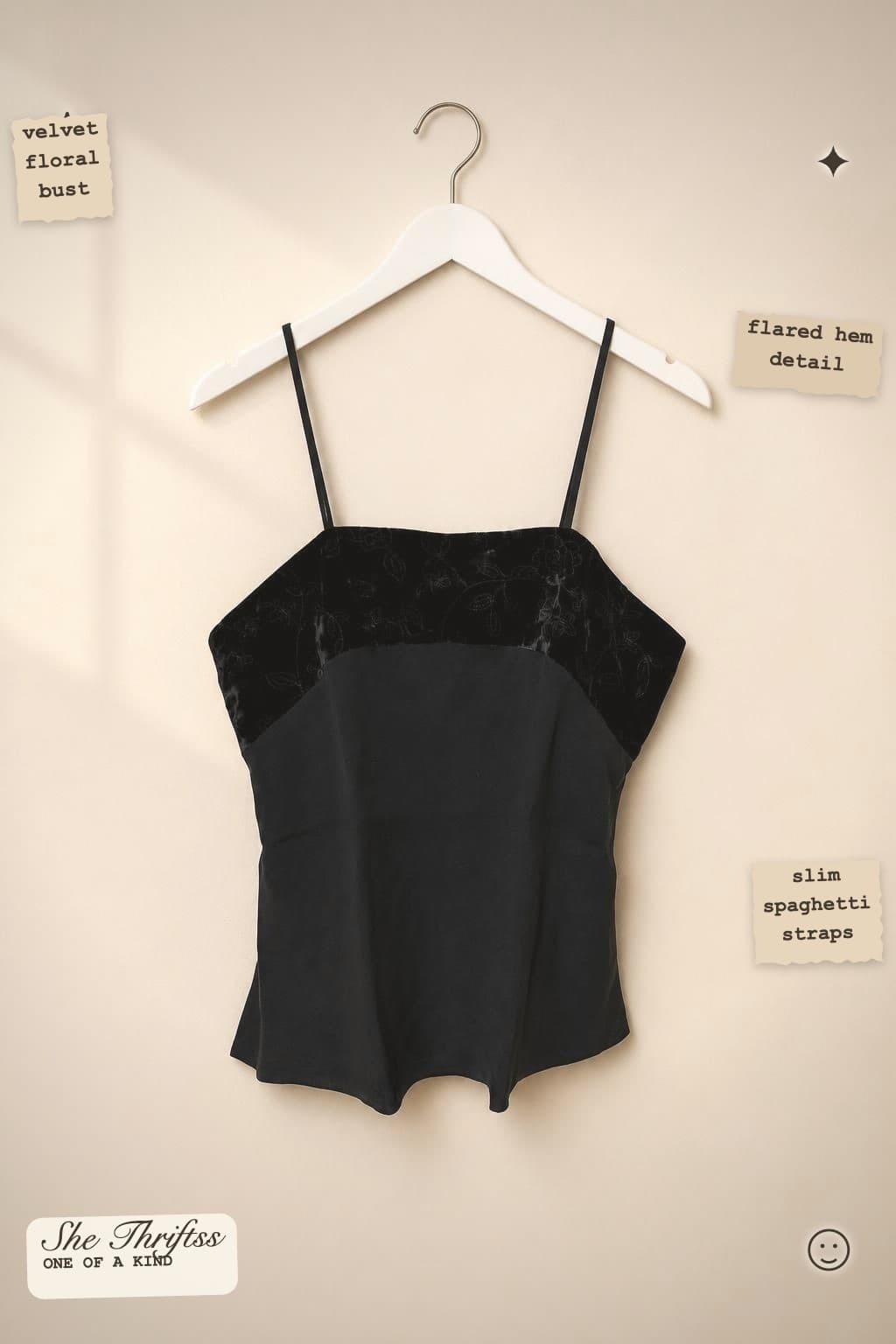 Velvet panel cami top
