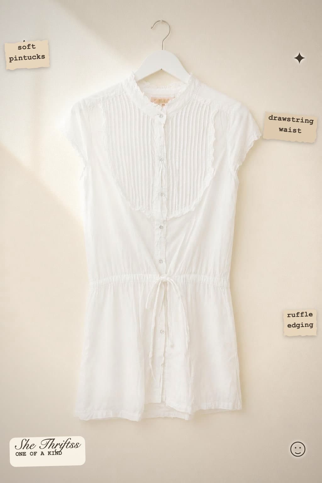 White pintuck mini dress/top