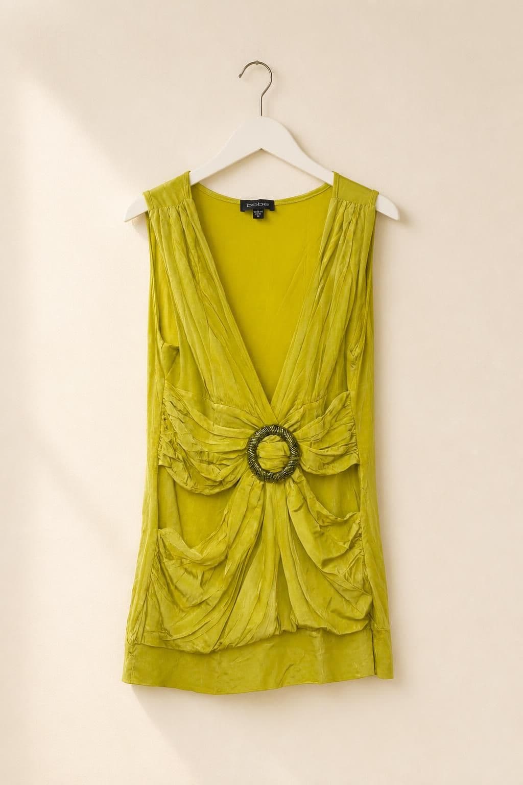 Y2k Beaded buckle draped top