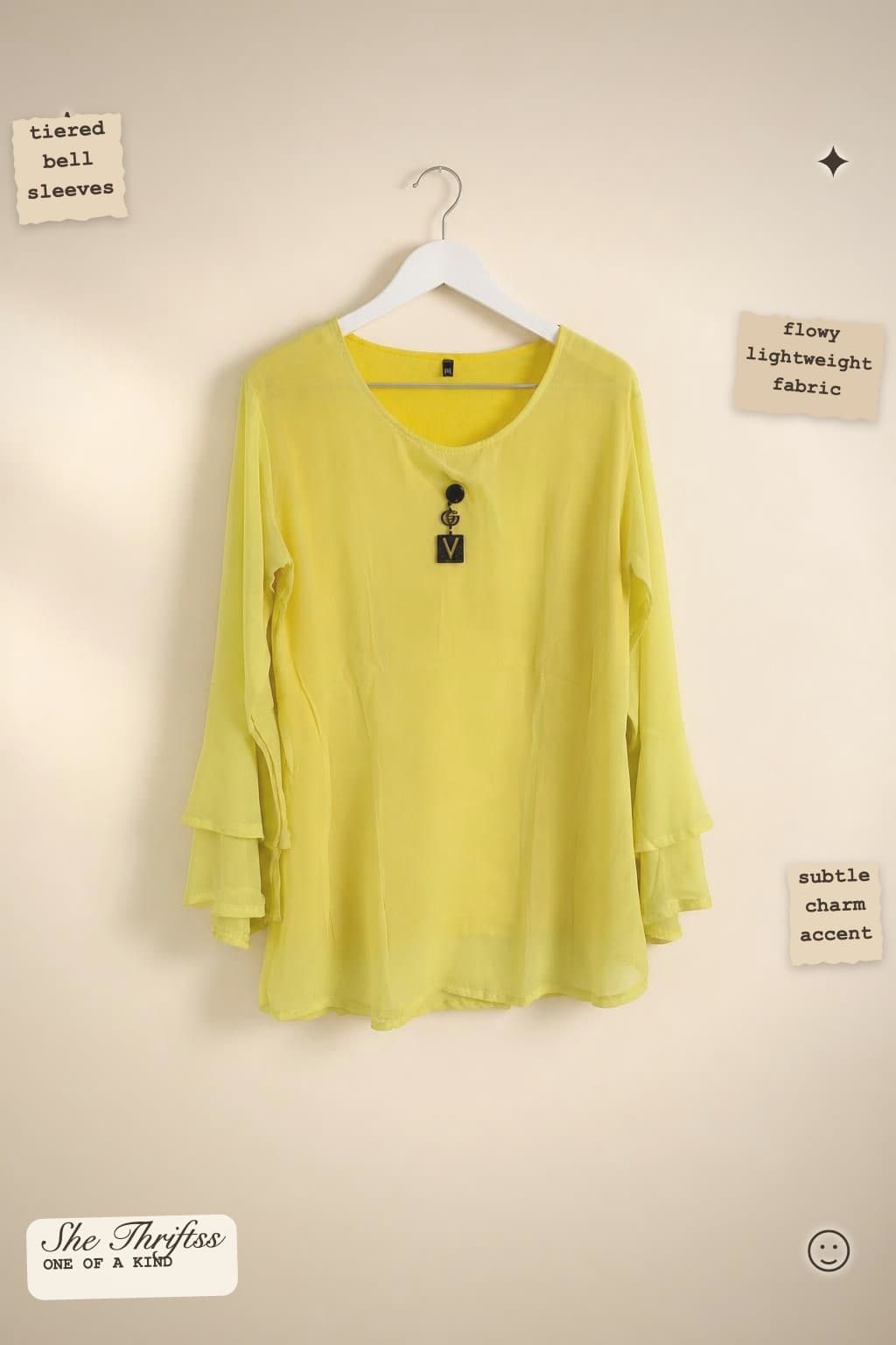 Yellow tiered sleeve top